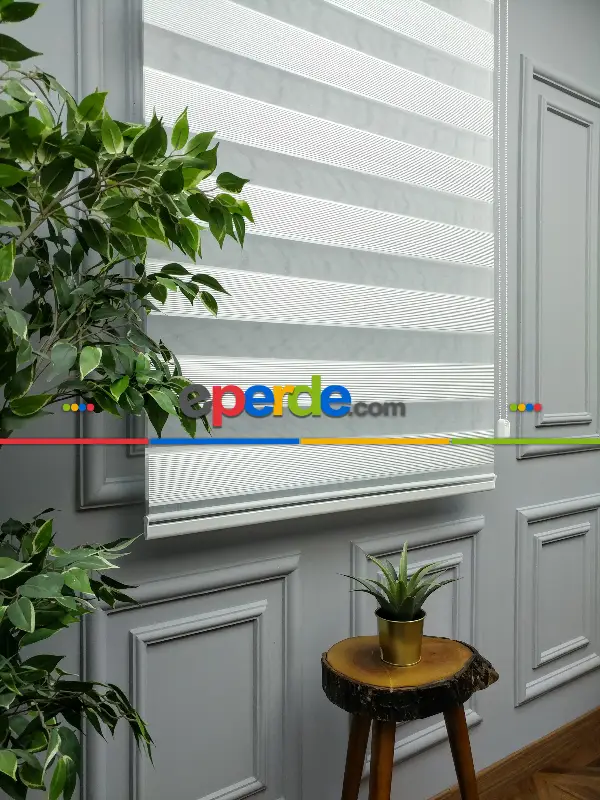 Salon Zebra Perde - 2021 Sezonu - Zebra Perde - Micro Plise (pileli) Zebra Perde- Krem