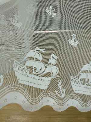 Çocuk Odası Tül Perde - Denizci Desen Çapalı Tül Perde- Ekru