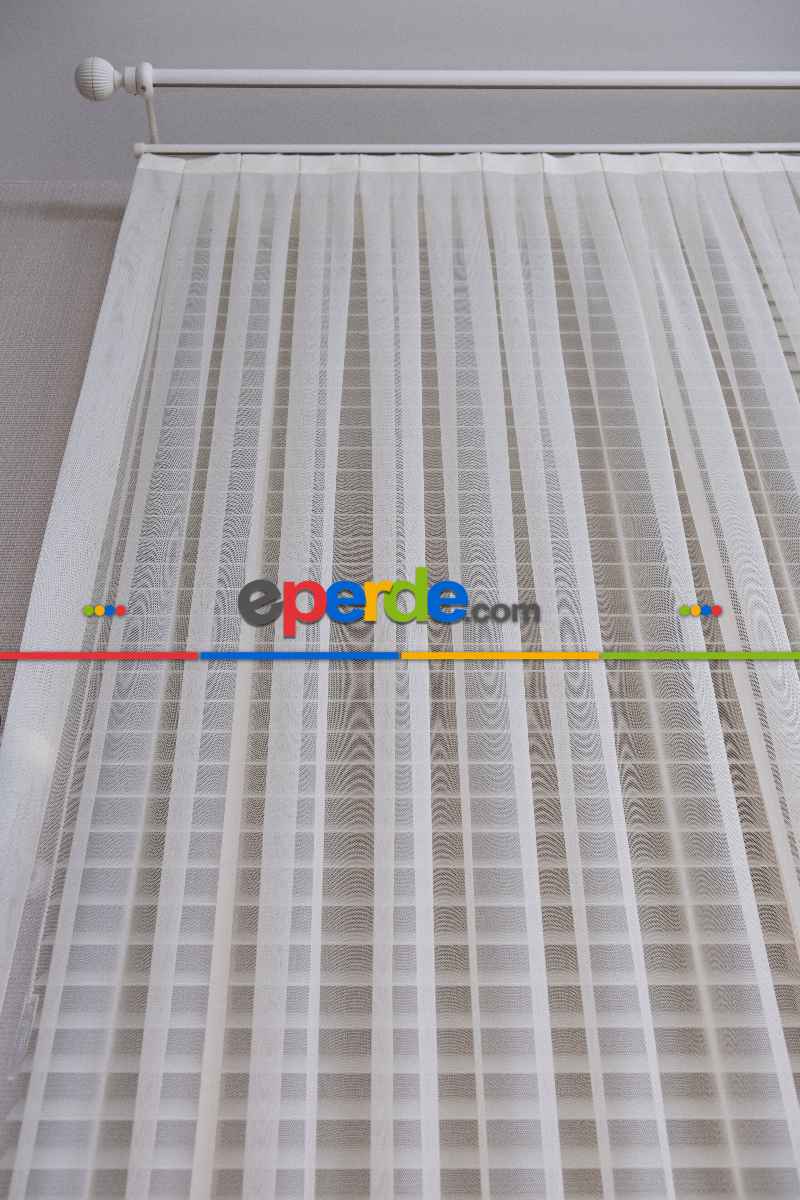 Bebek Odası Tül Perde - Krem Düz Tül Perde Grek Zemin