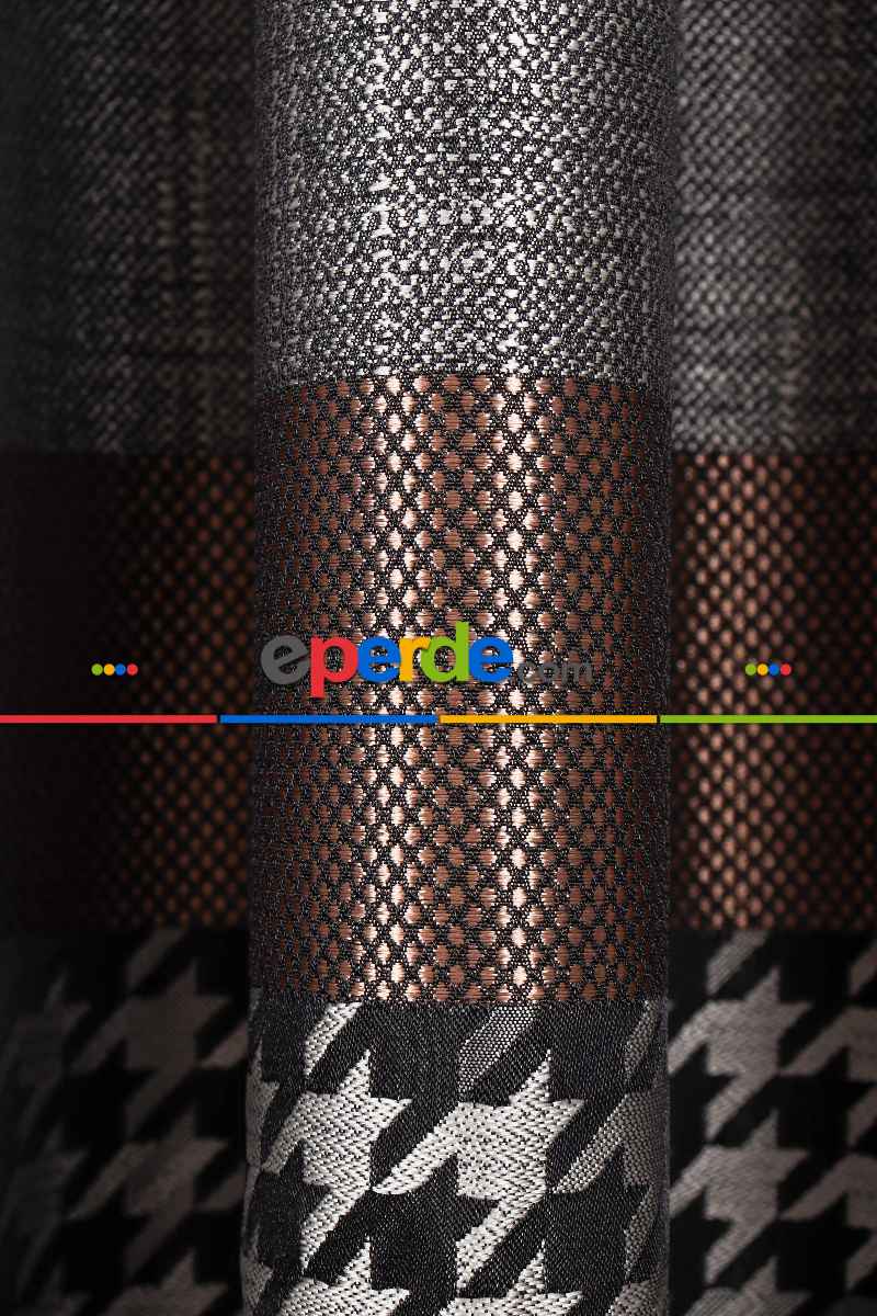 Salon - Carla Gri - Siyah Pano Fon Perde