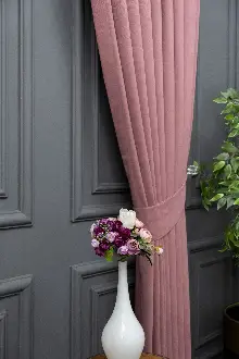 Gül Kurusu Düz Fon Perde Dökümlü Fon Perde