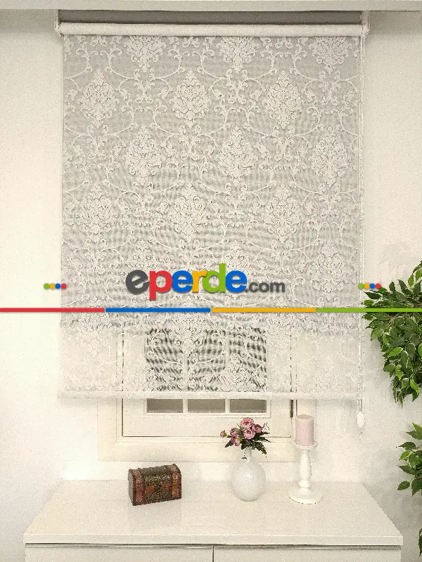 Çiftli Sistem Tül Stor Beyaz Damax Örme Tül- Beyaz