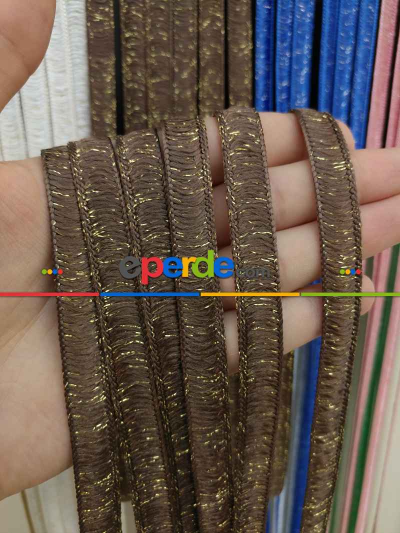 Mutfak İp Perde - Altın Kahve Rengi İp Perde İpek Duble Serisi- Altın-kahve