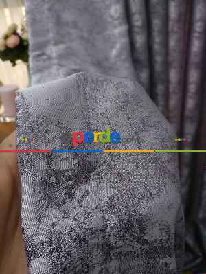 Lila Koyu Renk Jakar Desenli Fon Perde- Lila Koyu Lila