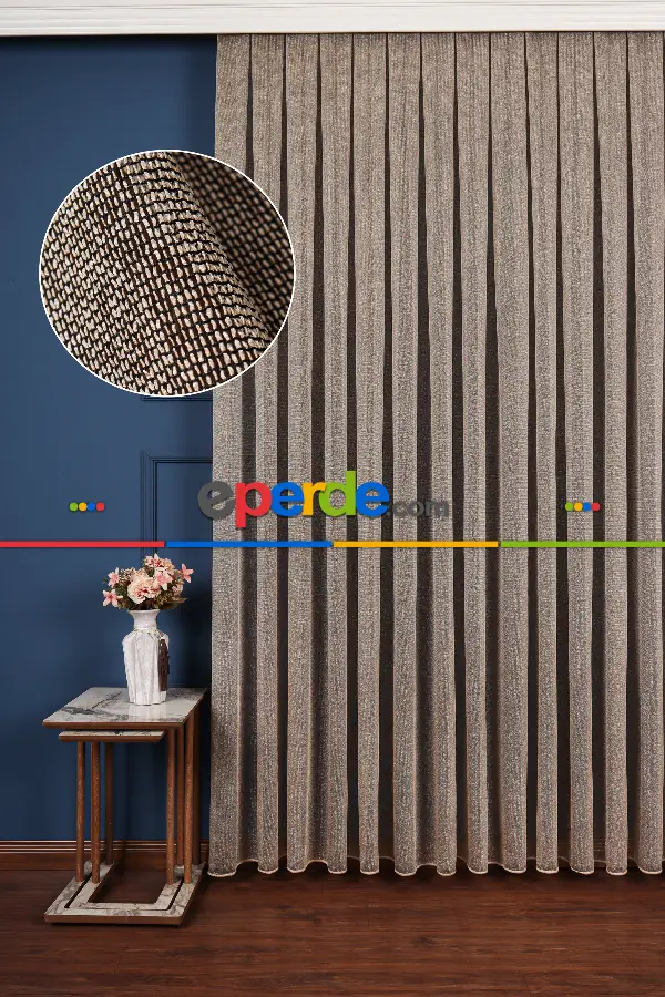 Salon Tül Modelleri - Bruno Siyah-altın Düz Tül Perde