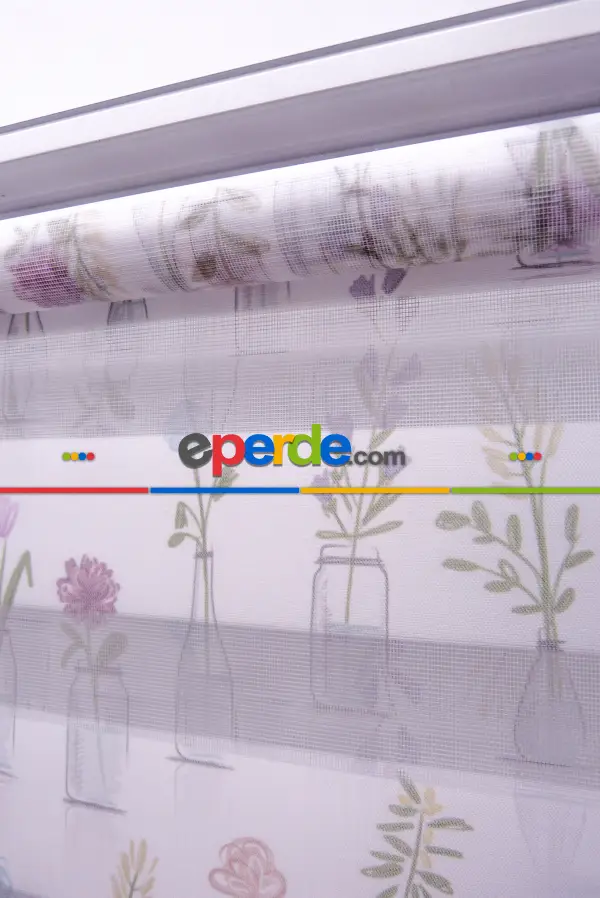 Mutfak Zebra Perde Desenli- Lila Açık Lila