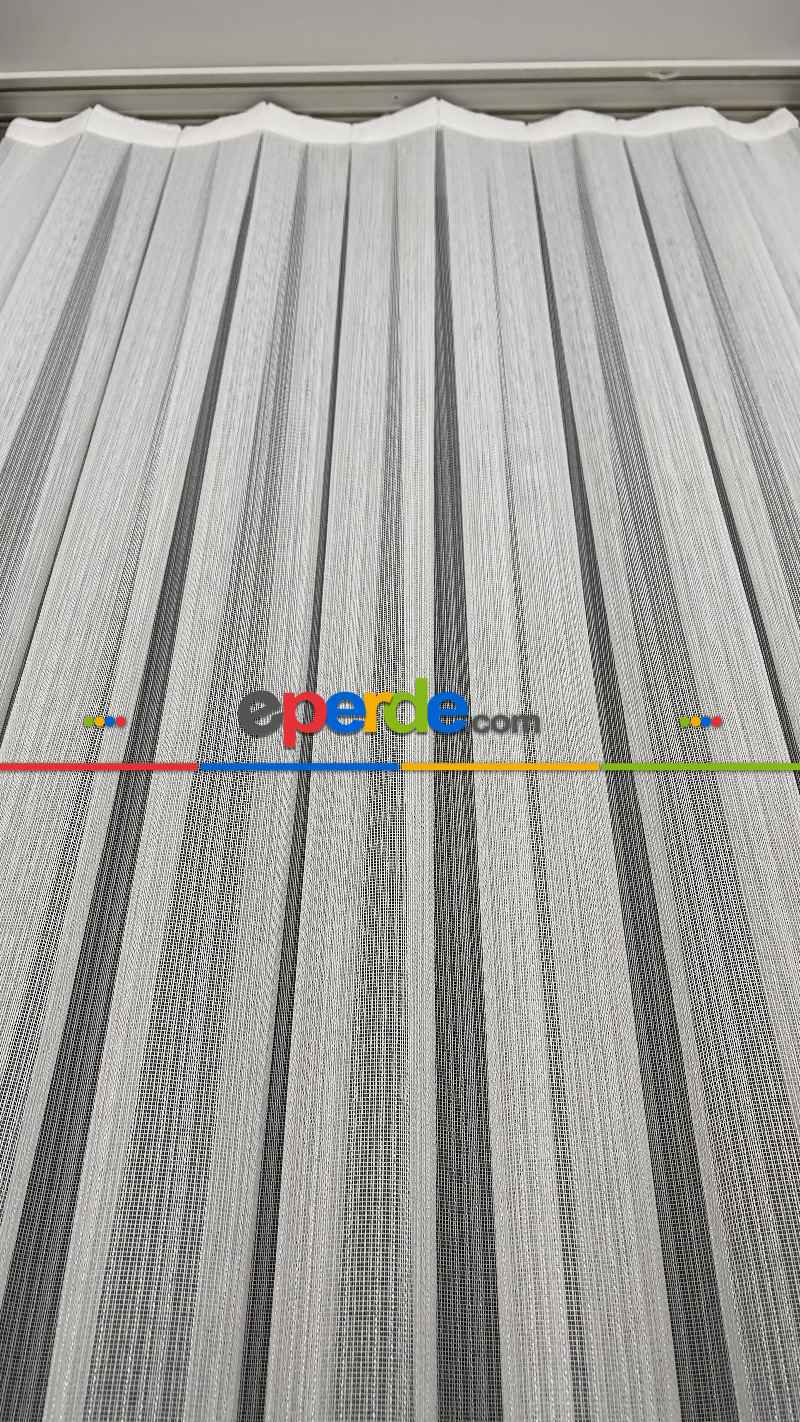 Oturma Odası - Premium Kalite Trend Perde Modelleri 2025 -enine Kumaş Bantlı Dokuma Tül Perde 02