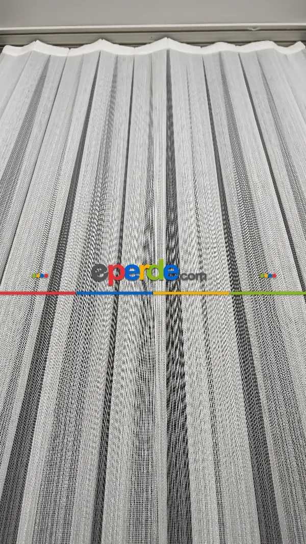 Salon - Premium Kalite Trend Perde Modelleri 2025 -enine Kumaş Bantlı Dokuma Tül Perde 02