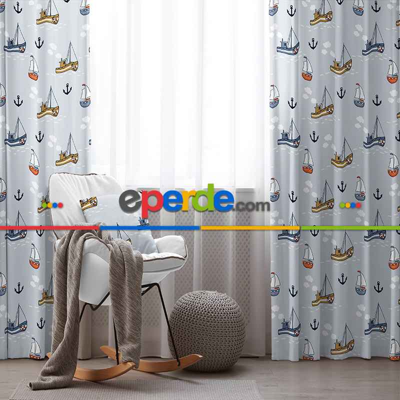 Çocuk Odası Fon Perde Evim 2046-1 Kumaşı Kalındır Duck Bezi Değildir