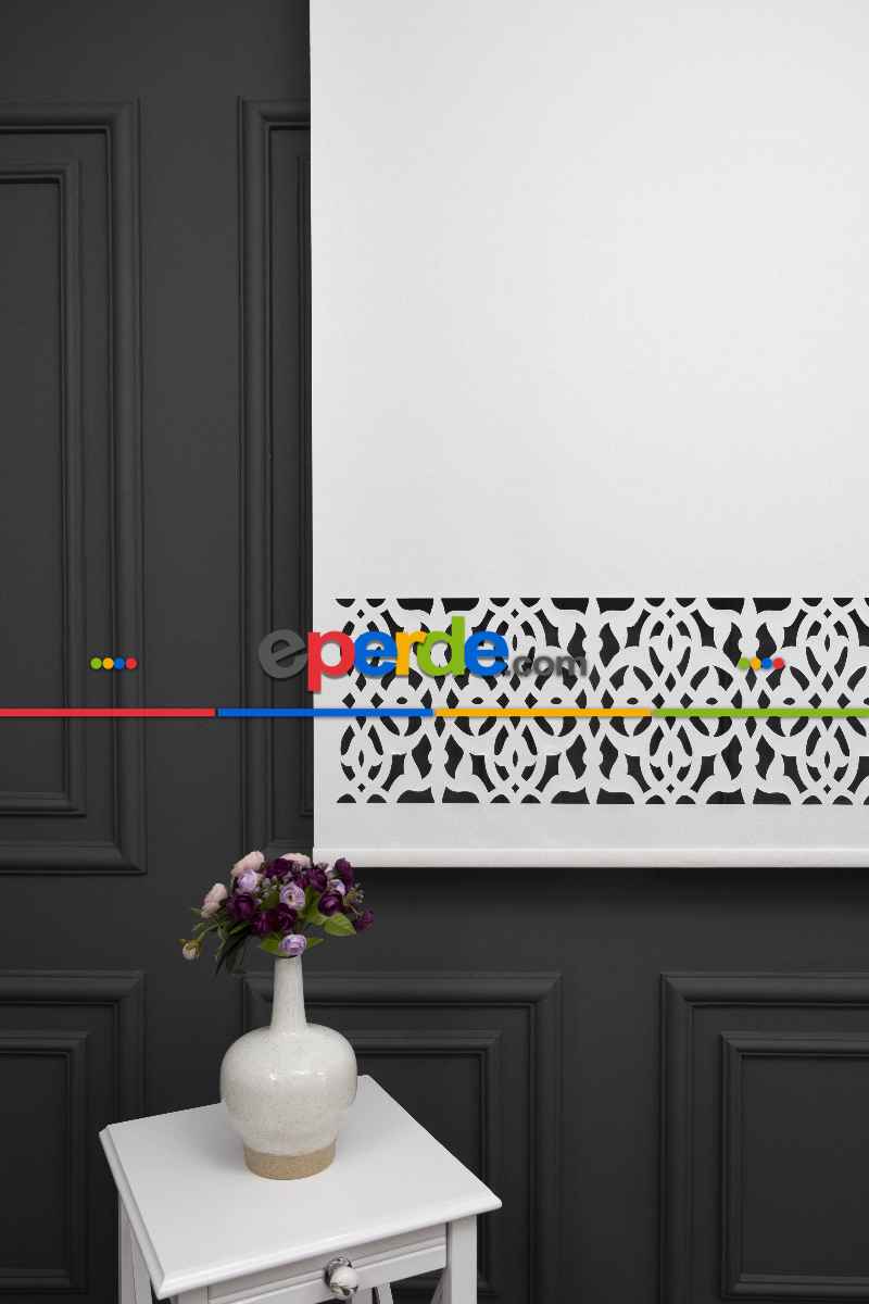 Yatak Odası - Ekru Renk Lazer Kesim Mat Stor Perde (ister Düz - İster Lazer Kesimli Satın Alın)