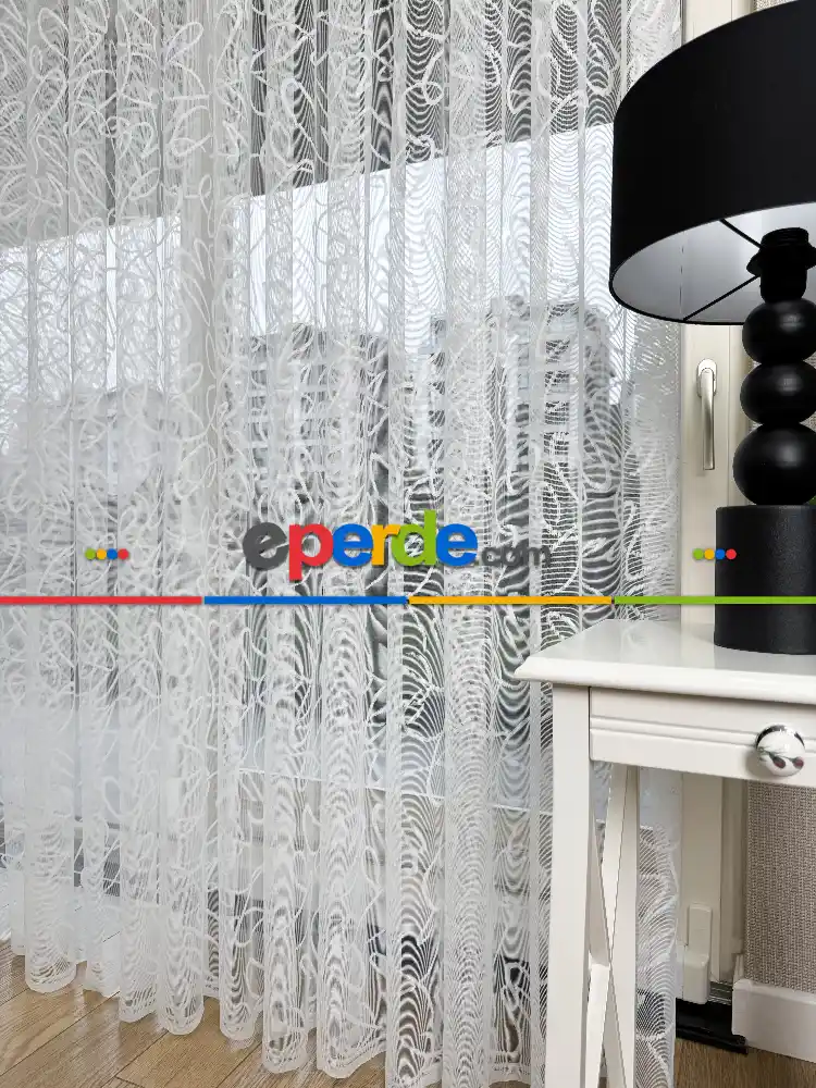 Desenli Fransız Dantel Örme Tül Perde, Desenli Ütü İstemeyen Tül