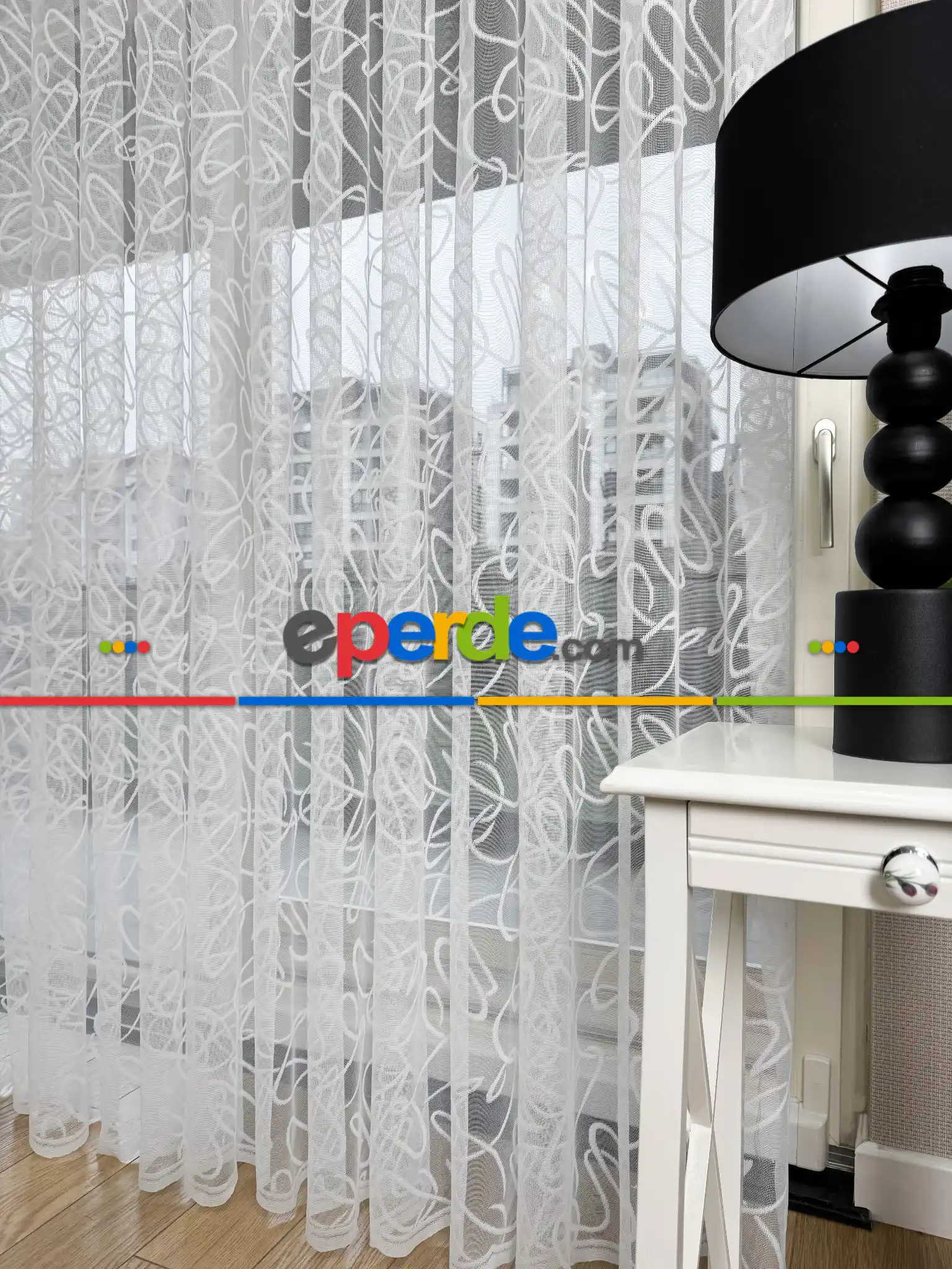 Desenli Fransız Dantel Örme Tül Perde, Desenli Ütü İstemeyen Tül