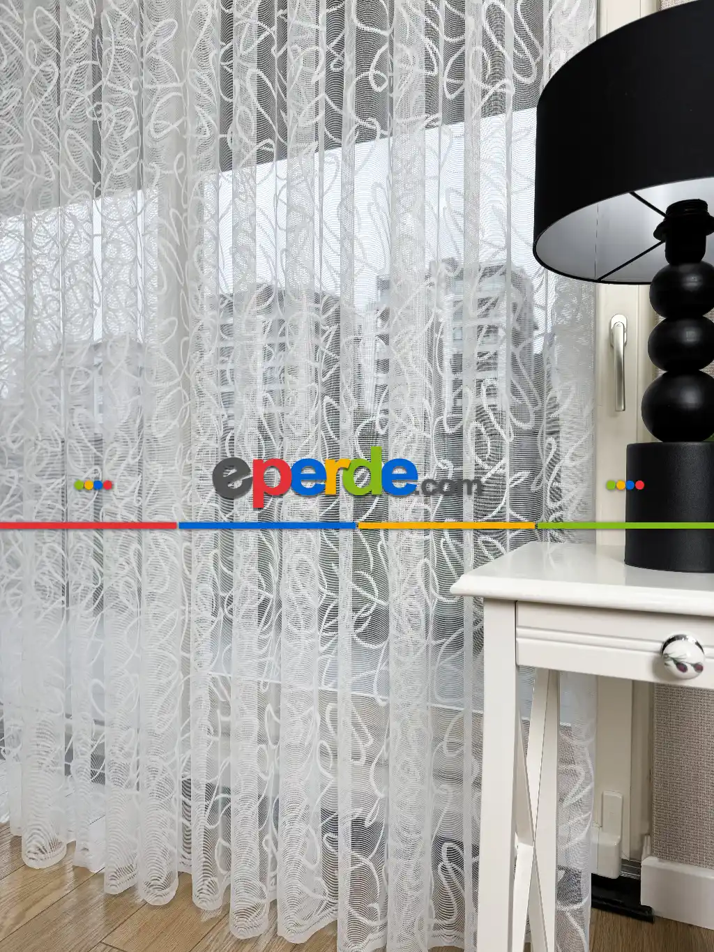 Desenli Fransız Dantel Örme Tül Perde, Desenli Ütü İstemeyen Tül