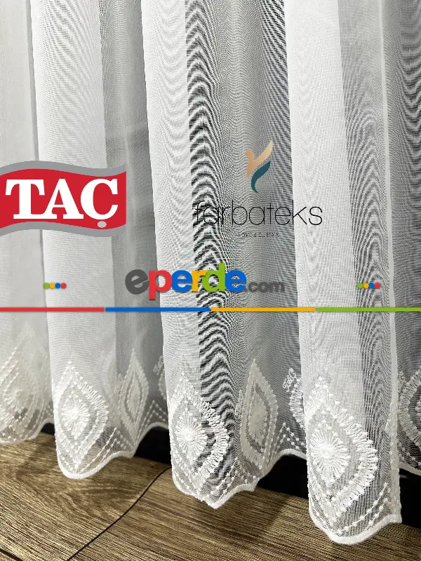 Taç Etek Yaprak Ütü İstemez Alt İşlemeli Model Tül Perde