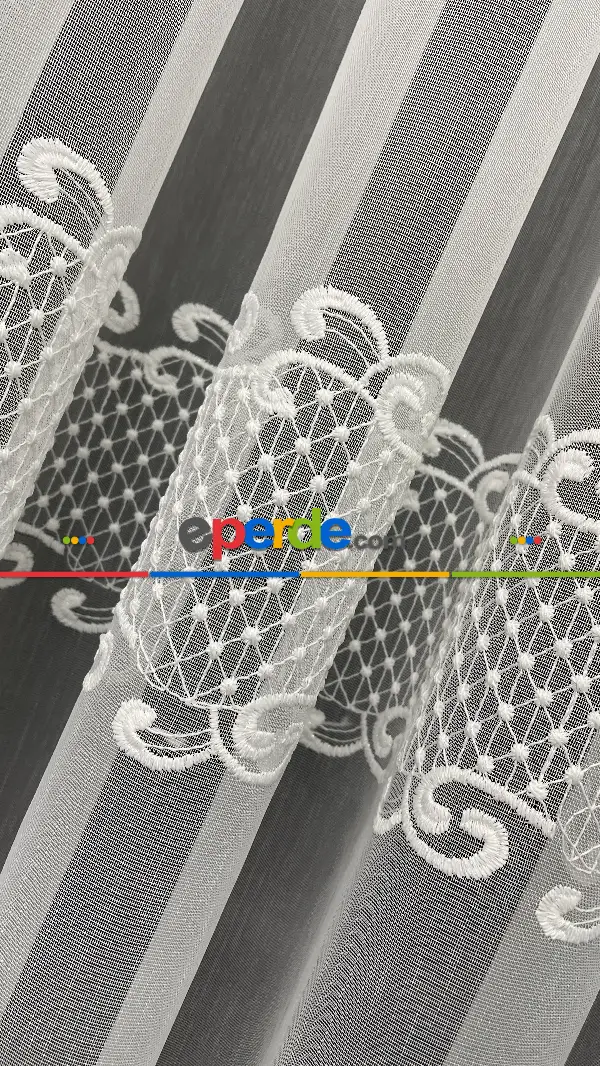 Oturma Odası - Trend Perde Modelleri 2023 Motif Desenli Nakışlı Tül Perde 01