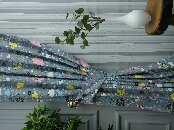 Bulut Ve Damla Desenli Fon Perde Evm680 Kumaşı Kalındır Duck Bezi Değildir- Siyah-Gri-Füme-Antrasit-Sarı