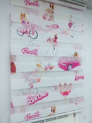 Barbie Kız Çocuk Odası Zebra Perde- Pembe