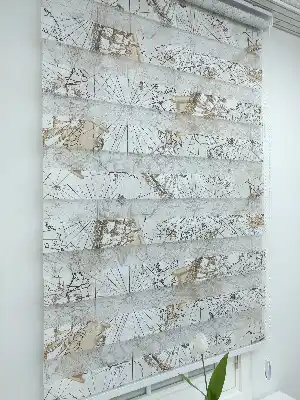Piri Reis Desenli Zebra Perde- Sütlü Kahve