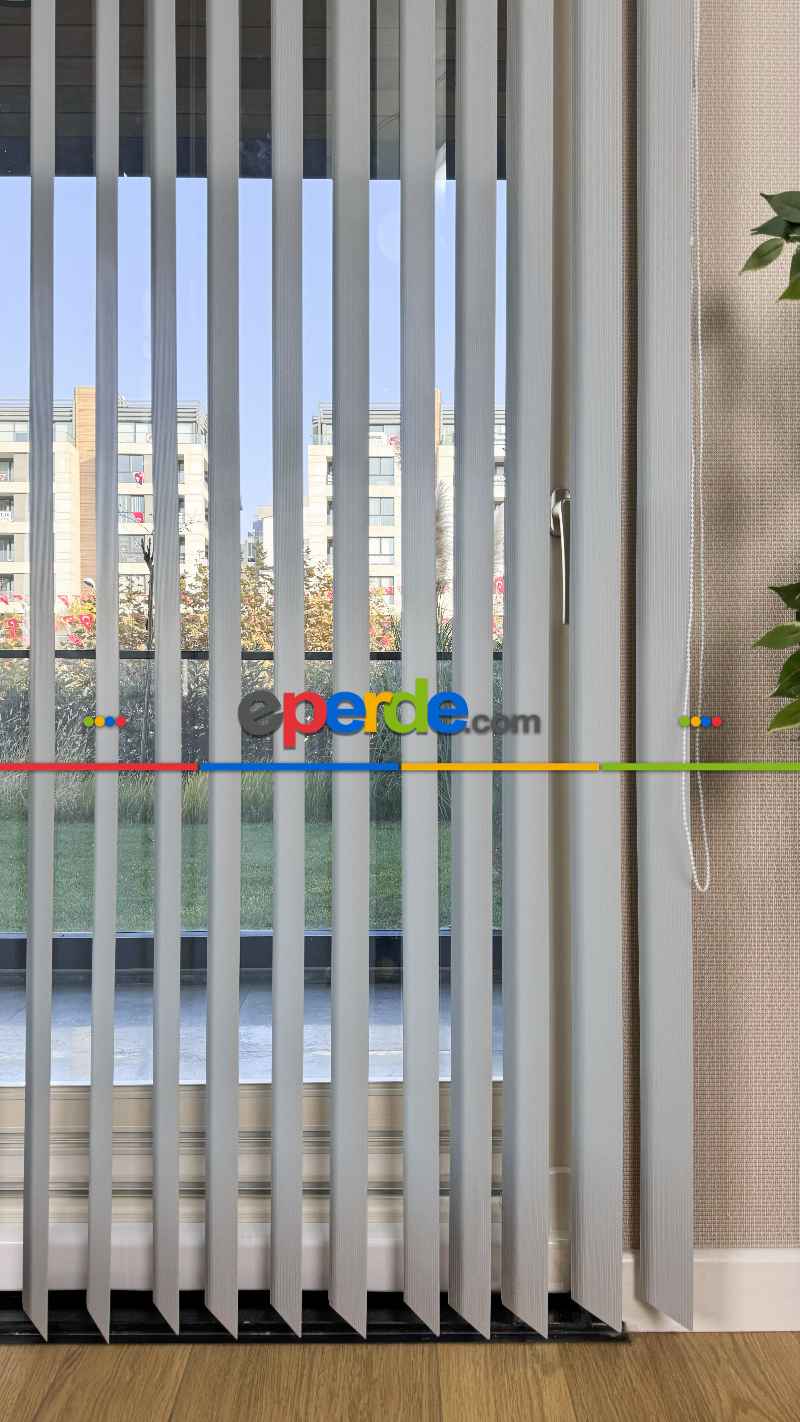 Gri Çizgili Pvc Dikey Perde, Dikey Stor Perde