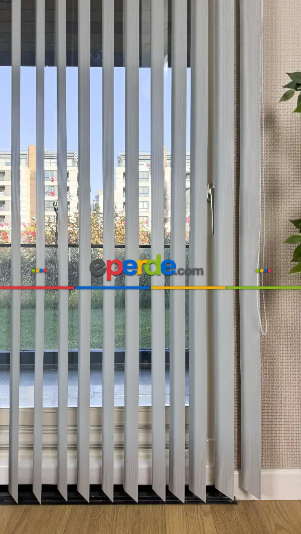 Gri Çizgili Pvc Dikey Perde, Dikey Stor Perde