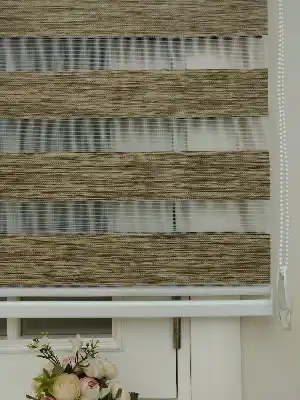 Lüx Bambu Zebra Perde Ahşap Görünümlü - Kahverengi- Kahve Venge