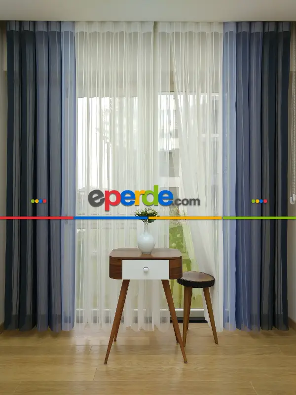 Salon - Akıllı Tül Perde 1. Kalite Çizgili Tül Dikey Zebra Perde Füme Gri Lila Ekru- Gri-Füme-Antrasit