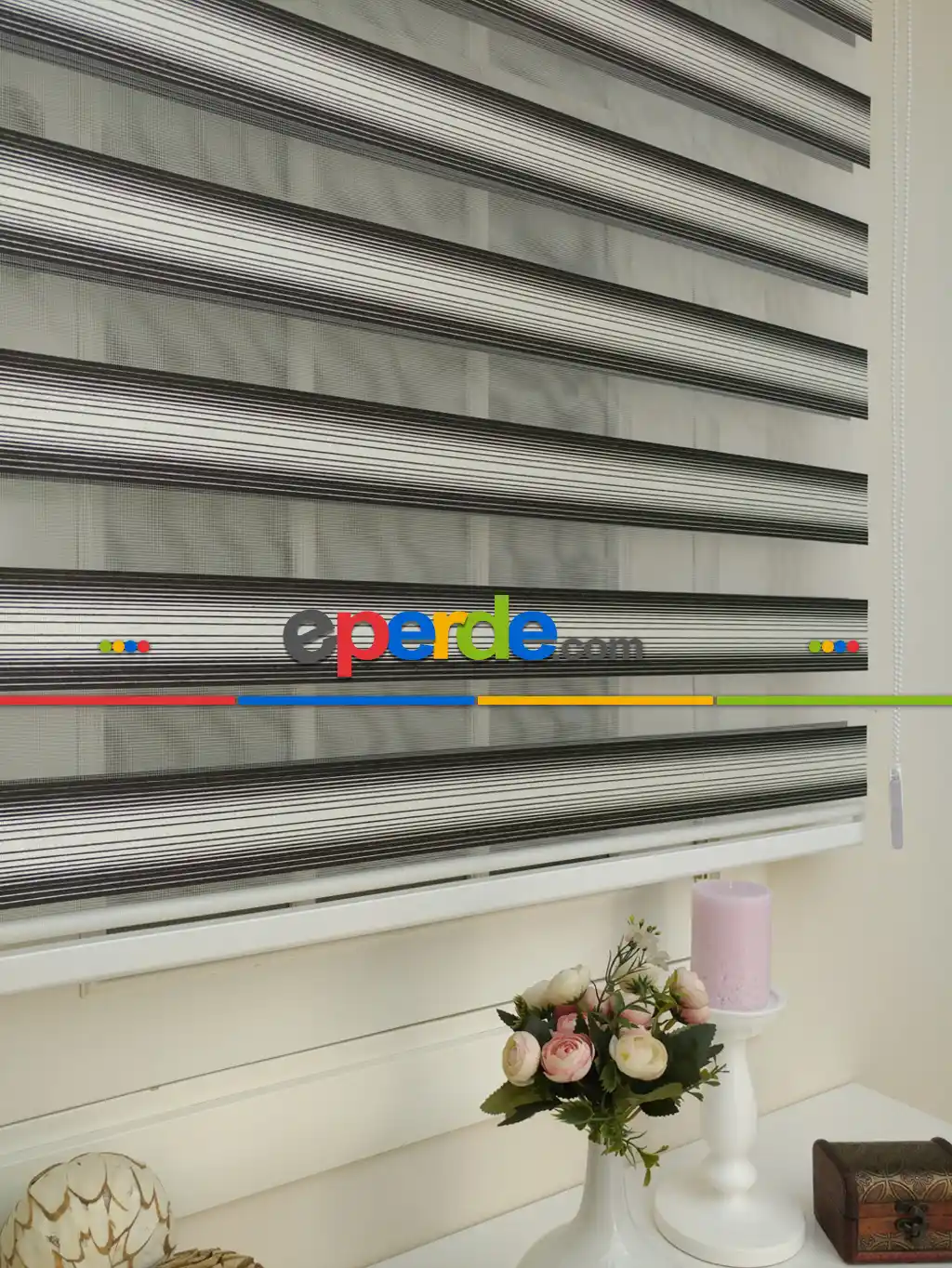 Siyah Beyaz Zebra Perde Stella Series 1.kalite Lux 1611- Siyah-Beyaz