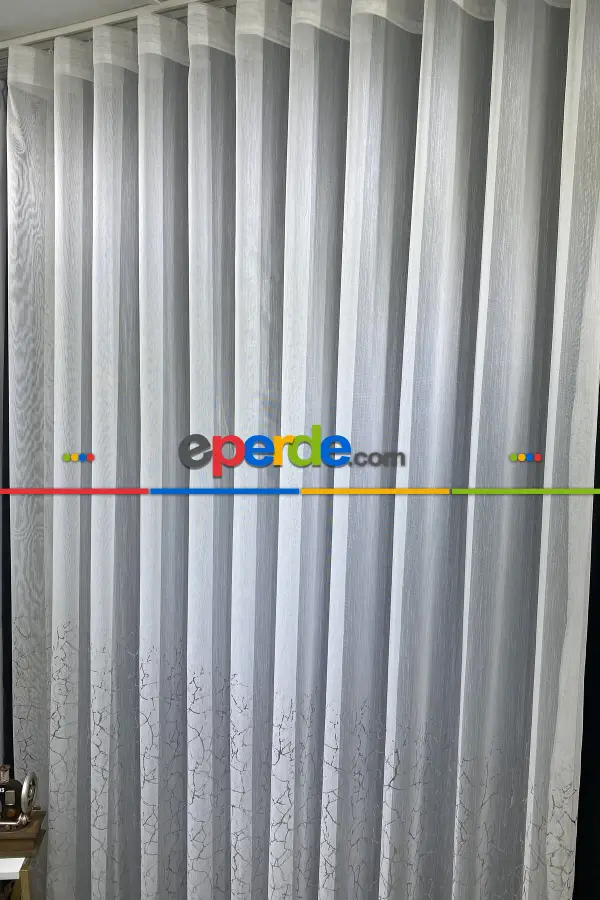 Es Pile Gümüş Silver Sırma Varaklı Tül Perde