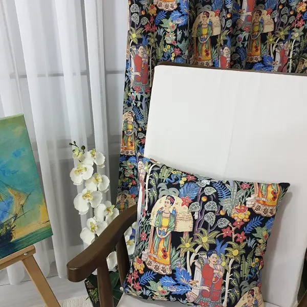 Popart Desenli Fon Perde Evmpopart4 Kumaşı Kalındır Duck Bezi Değildir- Çok Renkli 2