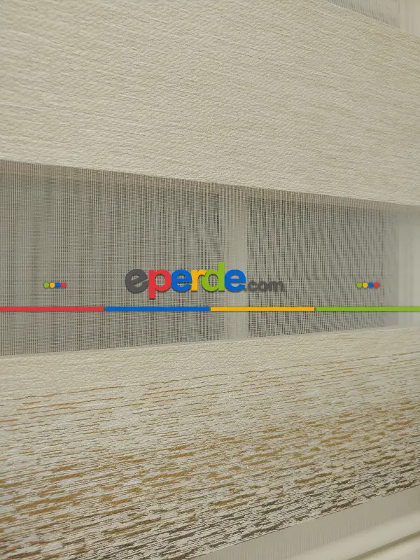 Krem - Kahverenk Geçişli Zebra Perde 2021 Elit(kalın Kumaş)- Krem-kahve