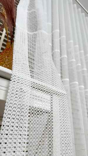 Ekru Çizgili Bantlı Keten Şantuk Tül Perde, Ağır Gramajlı Premium Seri