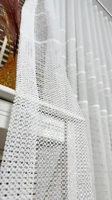 Ekru Çizgili Bantlı Keten Şantuk Tül Perde, Ağır Gramajlı Premium Seri