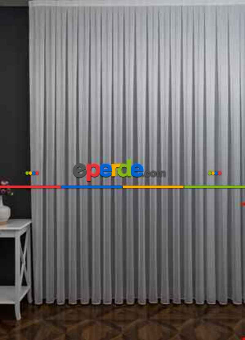 Mutfak Tül Çizgili Düz Modern Tül Perde Kurşunlu - Ütü İstemez 1.sınıf Kalite Kar600