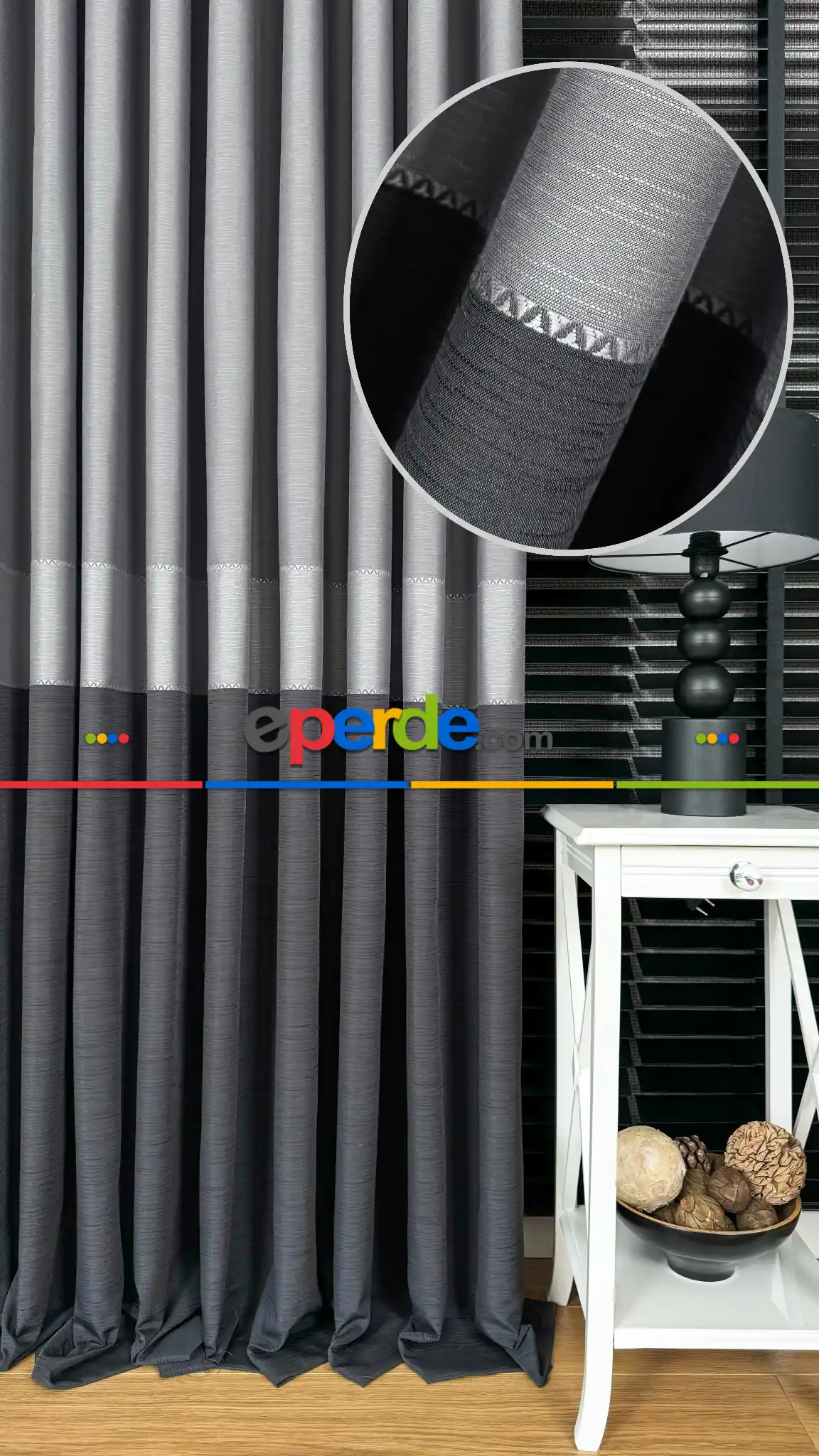 Açık Gri Ve Antrasit Gri Jakar Dokuma Fon Perde, Premium Kalite Serisi