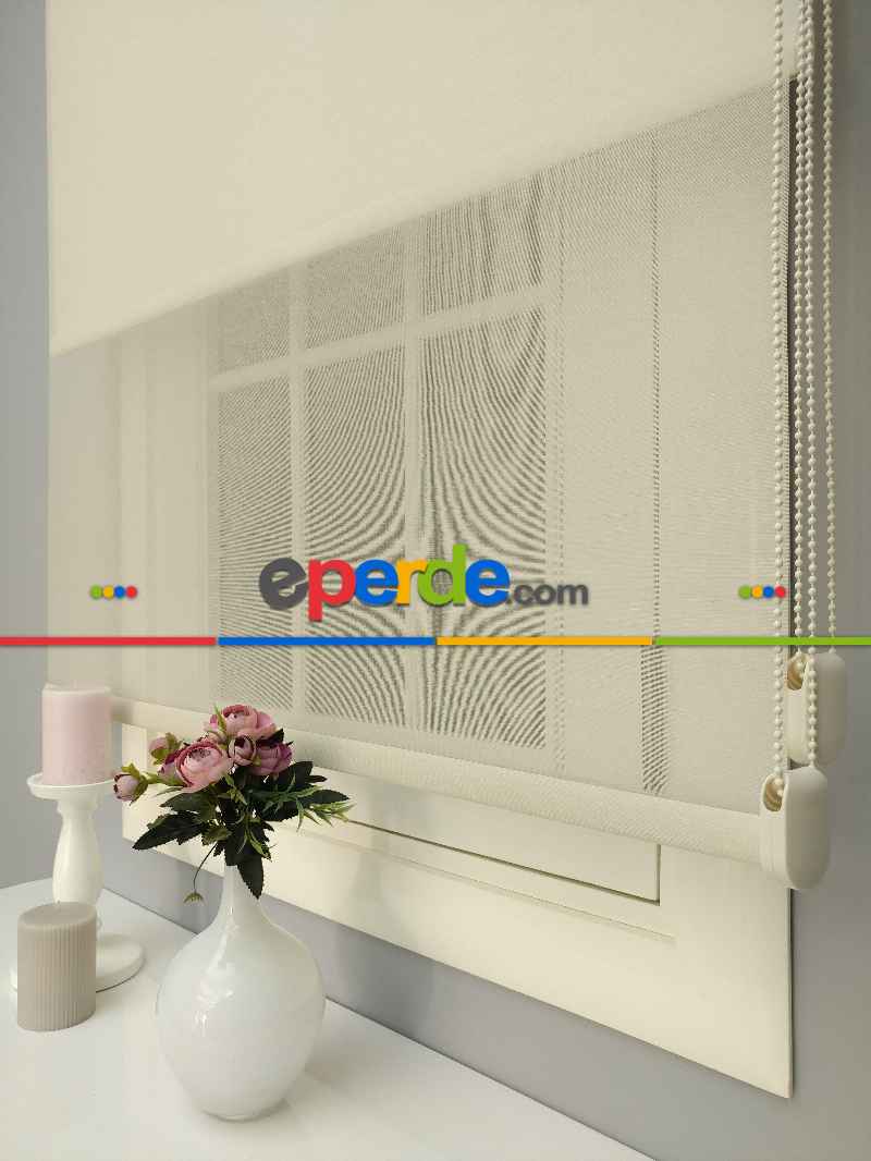 Çiftli Sistem Tül Stor- Bej