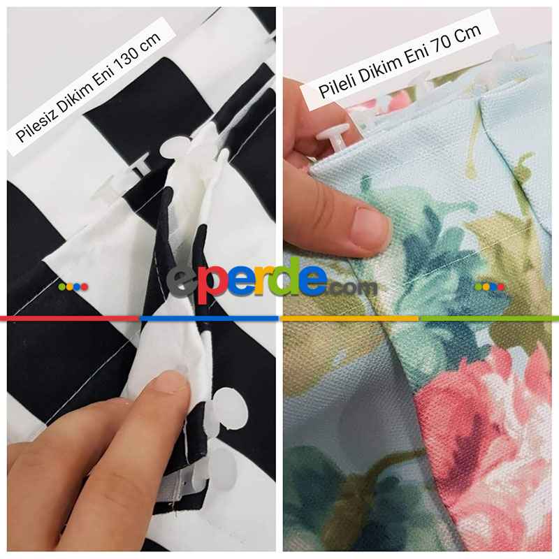 Popart Desenli Fon Perde Evm353-1 Kumaşı Kalındır Duck Bezi Değildir- Mavi-Beyaz