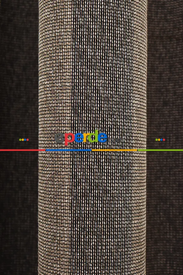 Salon Tül Modelleri - Bruno Siyah-altın Düz Tül Perde