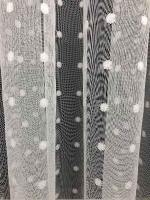 Puantiyeli Spor Desenli Tül Perde- Ekru - Kurşunlu Tül