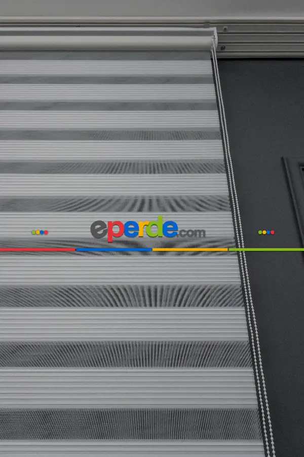 110x200 Hazır Beyaz Dar Plise Zebra Perde