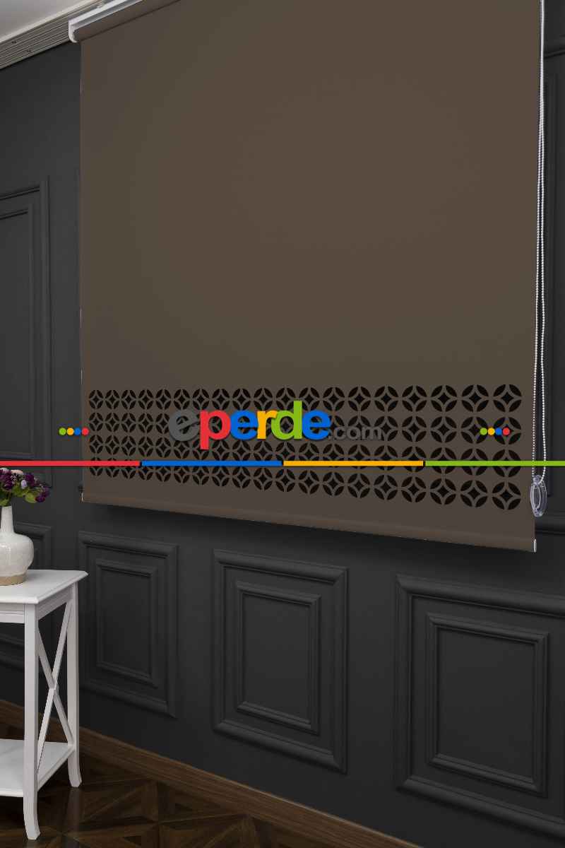 Kahverengi Lazer Kesim Mat Stor Perde (ister Düz - İster Lazer Kesimli Satın Alın)