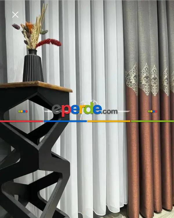 Salon - Brillant Düz İpek Silikon Lüx Tül Perde