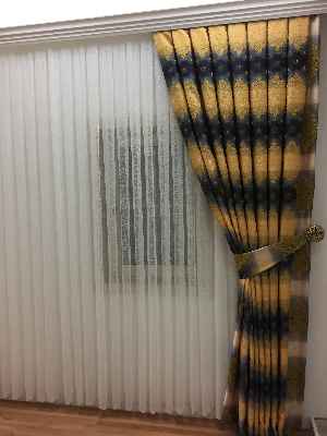 Salon Fon Perde - Lacivert Damasklı Fon Perde Lüx- Lacivert