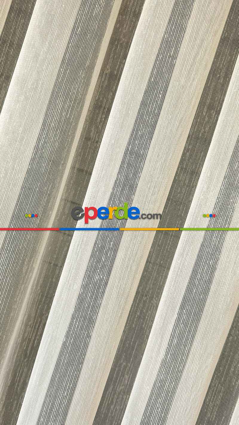 Ütü İstemeyen Koyu Krem Keten Şantuk Tül Perde - Armür Dokuma Kurşunlu Tül Perde