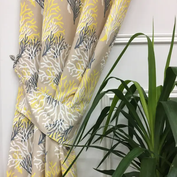 Salon Fon - Mercan Marine Desenli Fon Perde Evm1080 Kumaşı Kalındır Duck Bezi Değildir- Gri-Füme-Antrasit-Sarı-Beyaz