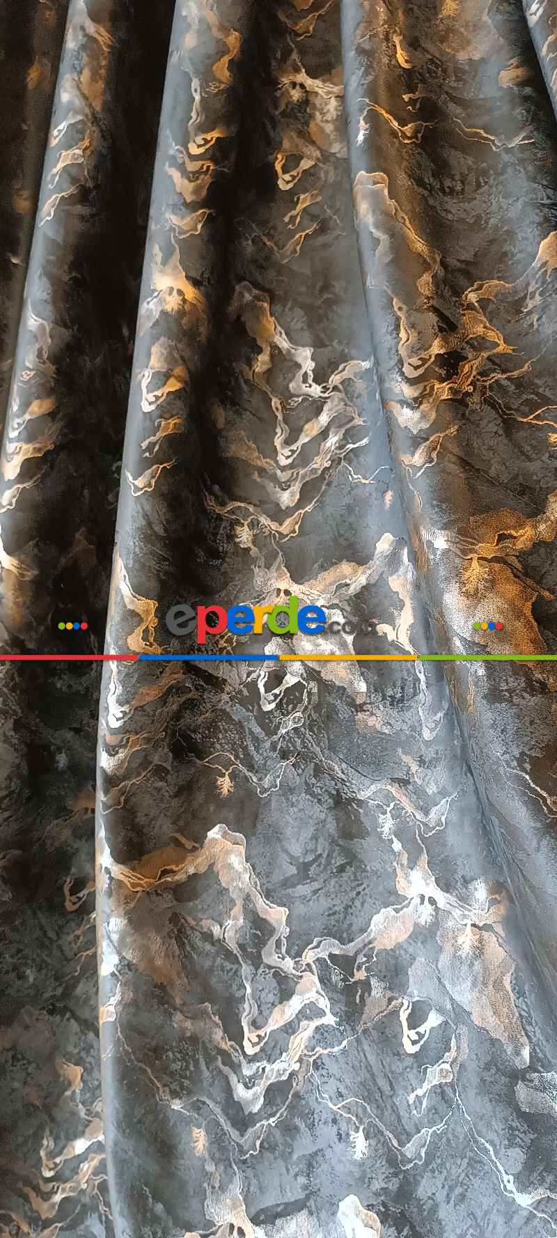 Oturma Odası - Modern Mermer Desenli Fon Perde İthal Kadife