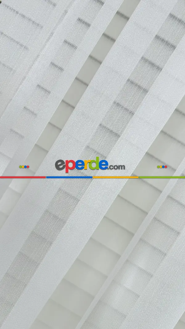 Ekru Etek Ucu Özel İplik Gri Damask Brode İşlemeli Tül Perde - Ağır Gramajlı Premium Nakışlı