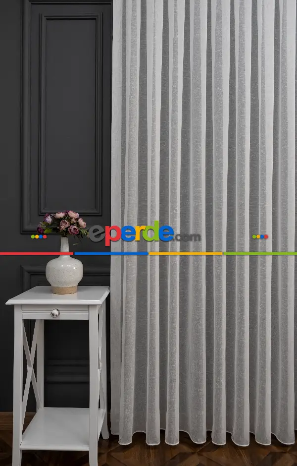 Keten Tül Ütü İstemez Dökümlü Tül - İtinalı Dikiş - Kanun Pile Seçeneği - Kurşunlu Tül