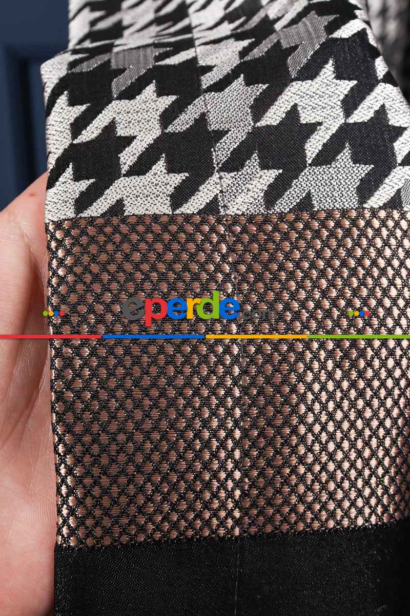 Salon - Carla Gri - Siyah Pano Fon Perde