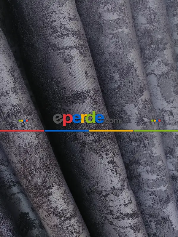 Patinedesenli Lila Koyu Renk Jakar Desenli Fon Perde- Lila Koyu Lila