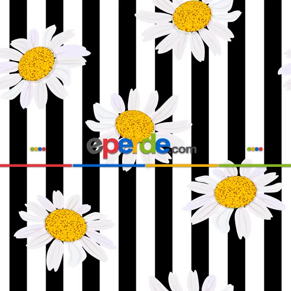 Çiçek Desenli Fon Perde Evm303 - Kumaşı Kalındır Duck Bezi Değildir.- Siyah-Sarı-Beyaz-Çok Renkli